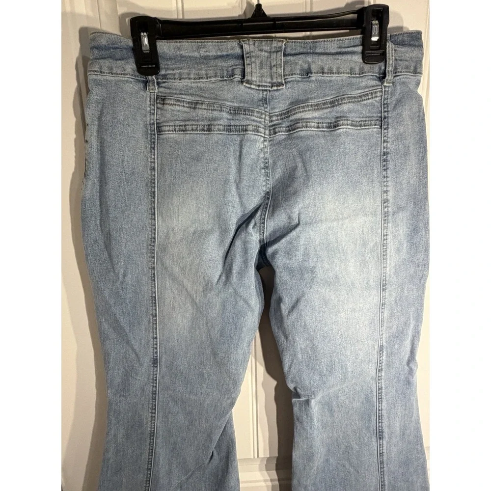 NV Felix Womens Light Wash Flare Jeans High Rise Stretch Denim Retro Bell Bottom